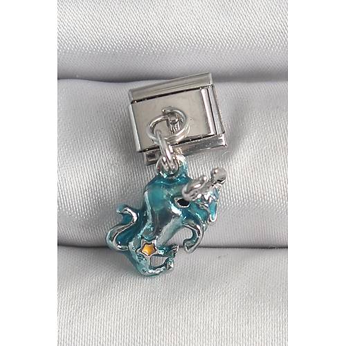 316L �elik G�m�� Renk Sallant� Mavi Bo�a Model Nomination Charm