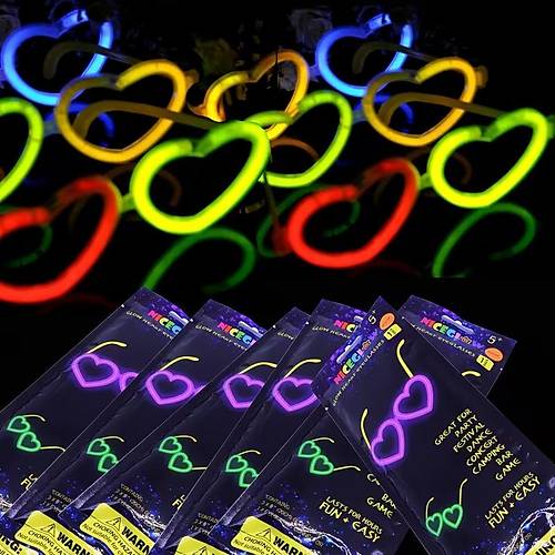 Glow Kalpli Fosforlu G�zl�k 6�l� Renkli Set � Neon Parti