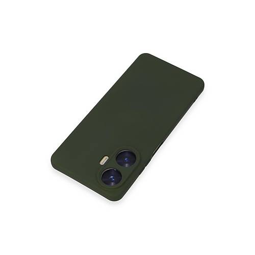 Realme C55 K�l�f Nano i�i Kadife Silikon - Koyu Ye�il