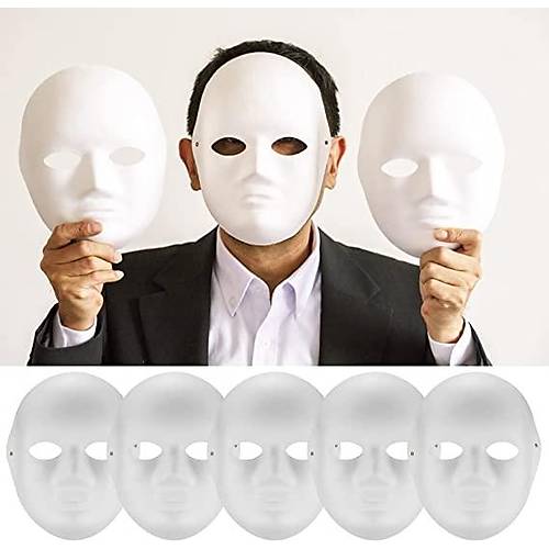 Beyaz Renk Boyanabilir Anonim Tam Y�z Cosplay Maske 24x18 cm