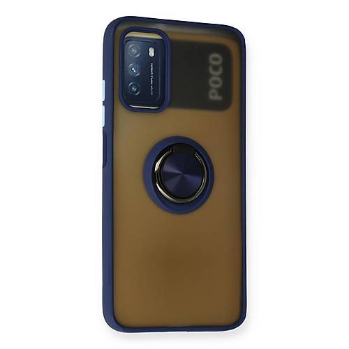 Redmi 9T K�l�f Montreal Y�z�kl� Silikon Kapak - Lacivert