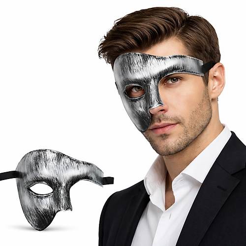 Antik Eskitme G�m�� Erkek Yar�m Maske - Phantom & Balo Maskesi