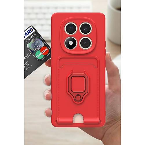 Redmi Note 14 Pro Plus K�l�f Zuma Kartvizitli Y�z�kl� Silikon - K�rm�z�