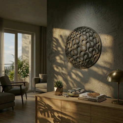Geometrik Desenli Daire Duvar Tablosu MDF Lazer Kesim Modern Minimal Duvar S�s�