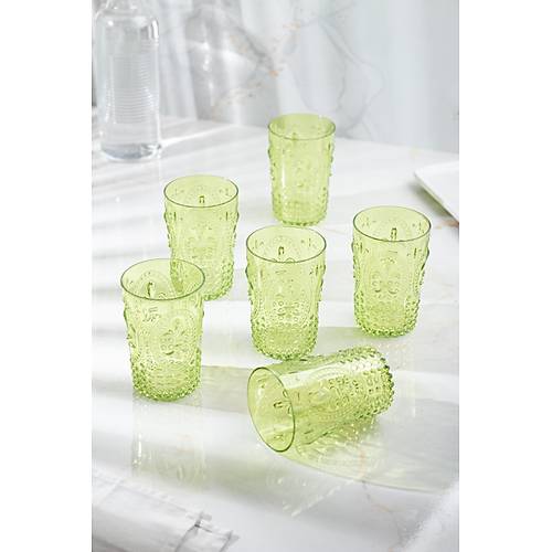 Akrilik Ye�il Tekli K�sa Bardak & Su Me�rubat Kahve Yan� Barda�� 400 ml ( Cam De�ildir )
