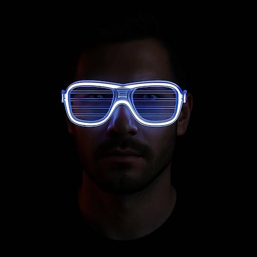 Beyaz Led I��kl� Parti G�zl��� - Neon Glow �erit G�zl�k 3 Modlu