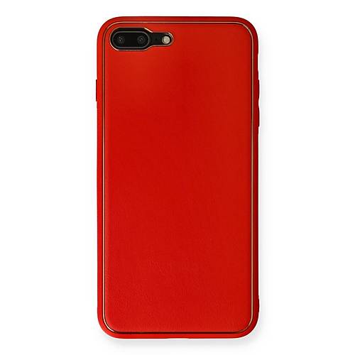 iPhone 7 Plus K�l�f Coco Deri Silikon Kapak - K�rm�z�