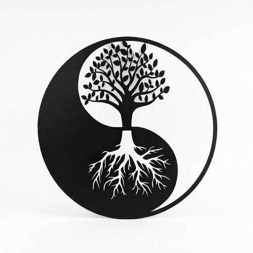 Yin Yang Hayat A�ac� Duvar Tablosu MDF Lazer Kesim Modern Spirit�el Duvar S�s�