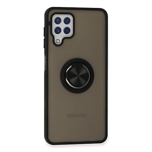 Galaxy A22 K�l�f Montreal Y�z�kl� Silikon Kapak - Siyah