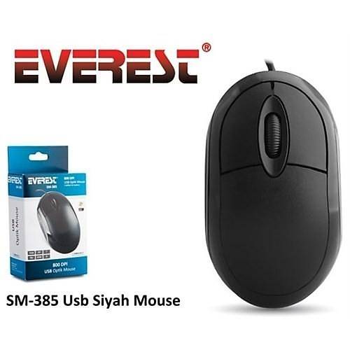 EVEREST SM-385 KABLOLU USB S�YAH 1200DPI OPT�K MOUSE