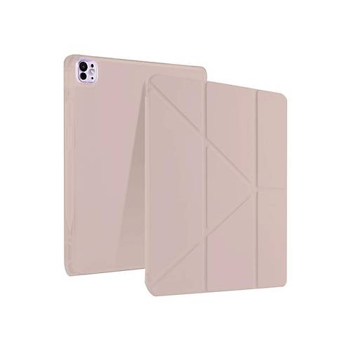 iPad Pro 13 (2024) K�l�f Kalemlikli Mars Tablet K�l�f� - Rose Gold