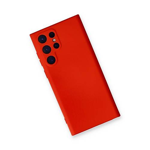 Galaxy S23 Ultra K�l�f Nano i�i Kadife Silikon - K�rm�z�