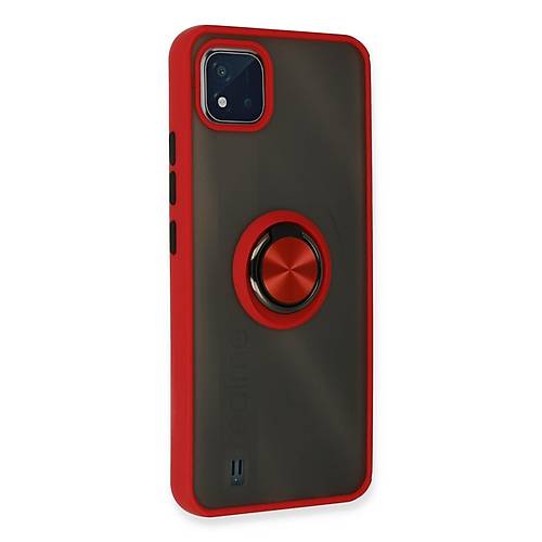 Realme C11 2021 K�l�f Montreal Y�z�kl� Silikon Kapak - K�rm�z�