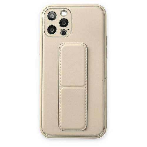 iPhone 12 Pro K�l�f Coco Deri Standl� Kapak - Beyaz