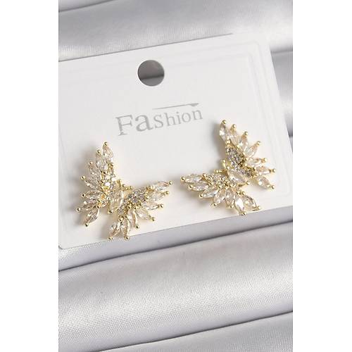 Pirin� Gold Renk Zirkon Ta�l� Kelebek Model Kad�n K�pe