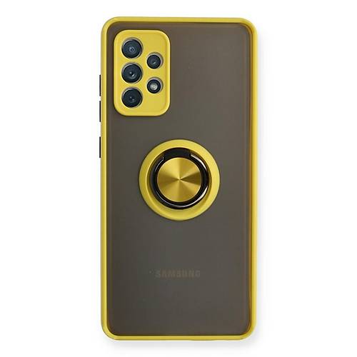 Galaxy A72 K�l�f Montreal Y�z�kl� Silikon Kapak - Sar�