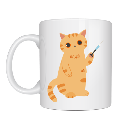 Veteriner Kedi Tasar�ml� Porselen Kupa MODEL 176 � ��r�ngal� Sevimli Kedi Kahve Kupas� � Veterinerlere ve Kedi Severlere Hediye Kupa