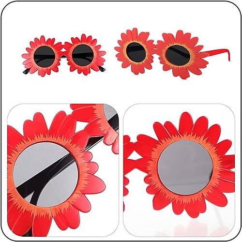 K�rm�z� Renk Papatya �ekilli Parti G�zl��� 18x10 cm