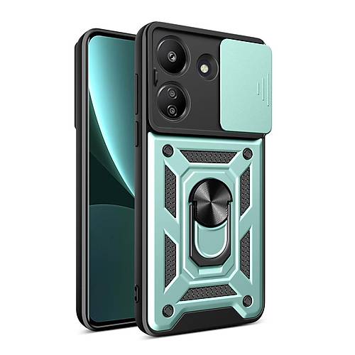 Redmi 13C K�l�f Pars Lens Y�z�kl� Silikon - Ye�il