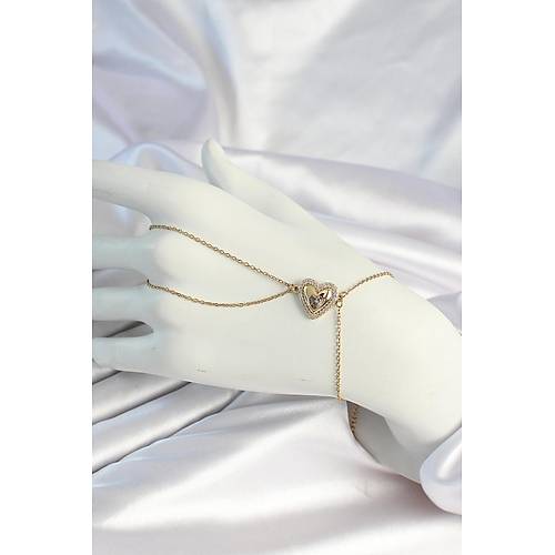 316L �elik Zincirli Gold Renk Kalp Fig�rl� �ahmeran