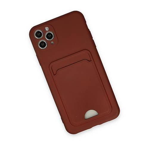 iPhone 11 Pro Max K�l�f Kelvin Kartvizitli Silikon - Bordo