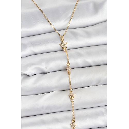 316L �elik Zincir Gold Renkli Y�ld�z Model Kad�n Y Kolye