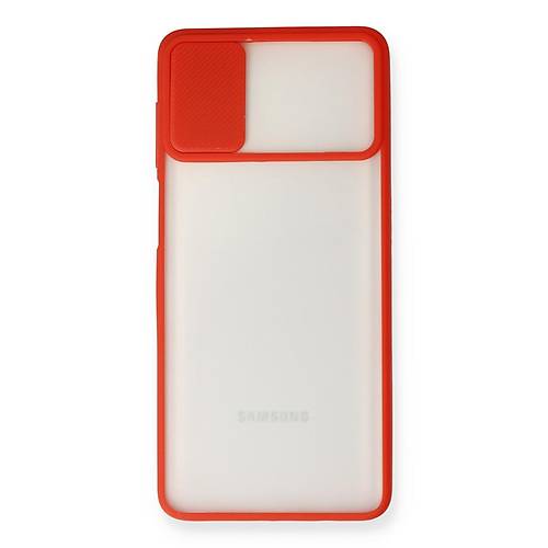 Galaxy M51 K�l�f Palm Buzlu Kamera S�rg�l� Silikon - K�rm�z�