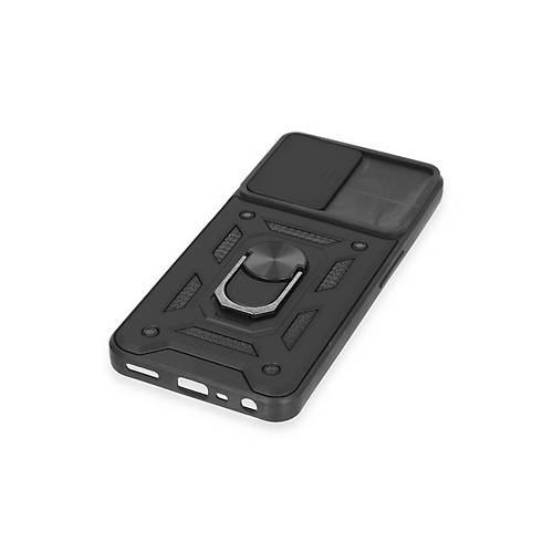 Realme C35 K�l�f Pars Lens Y�z�kl� Silikon - Siyah