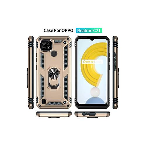 Realme C21 K�l�f Sofya Y�z�kl� Silikon Kapak - Gold
