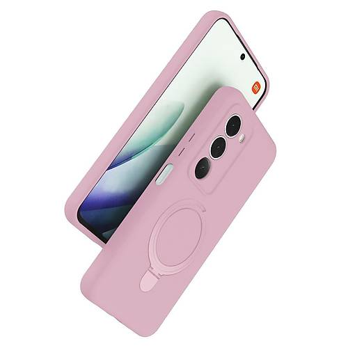 Redmi 15 4G Regal Magsafe Standl� Kapak - A��k Pembe