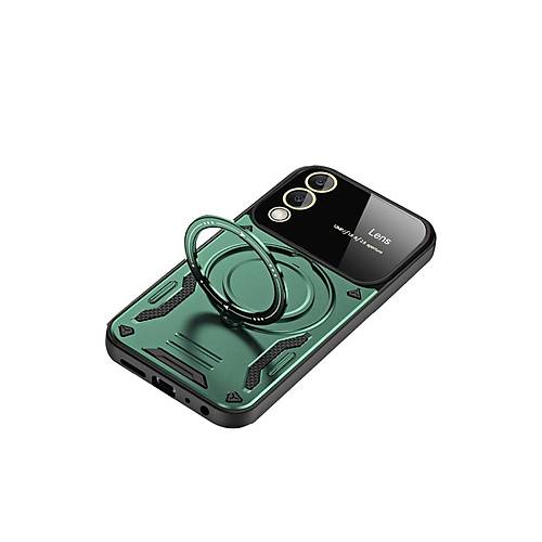 Galaxy S25 Edge K�l�f Joy Lens Standl� Kapak - Koyu Ye�il