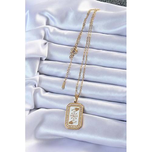 316L �elik Zincir Alt�n Renk Mineli Zirkon Ta�l� G�z Fig�r Tarot Kolye