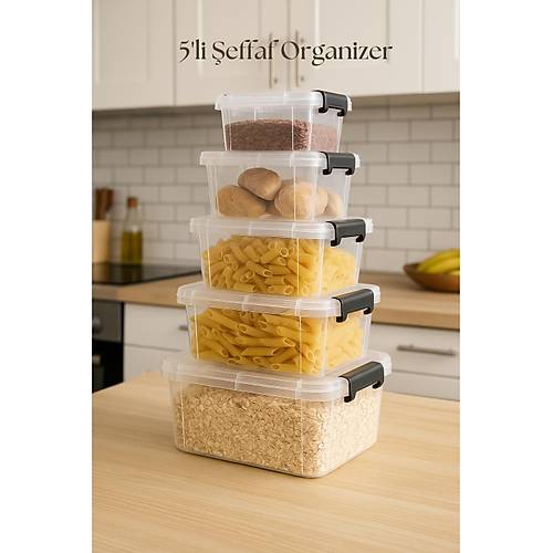 5�li �effaf Saklama Kutusu & D�zenleme Kutusu Mix Set-DNY0040