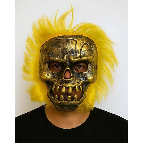 Wild Skull - Bak�r Kafatas� Sar� Sa�l� �skelet Maske