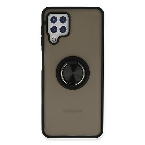 Galaxy A22 K�l�f Montreal Y�z�kl� Silikon Kapak - Siyah