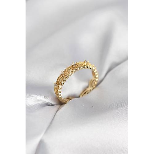 Gold Renk Motif Desenli Zirkon Ta�l� Kad�n Y�z�k