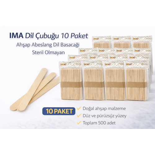 �MA Dil �ubu�u 50 Adet Ah�ap Abeslang Steril Olmayan Tahta Dil Basaca�� 10 Paket