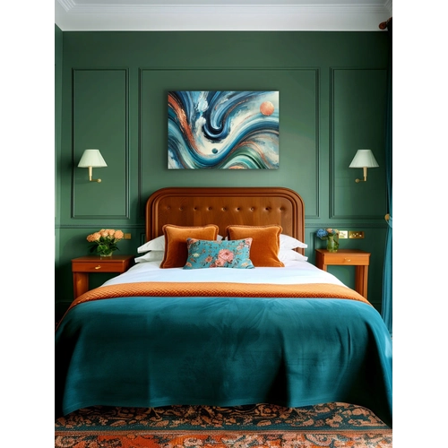 Turuncu Ye�il Mavi Soyut Kanvas Tablo 70x100cm