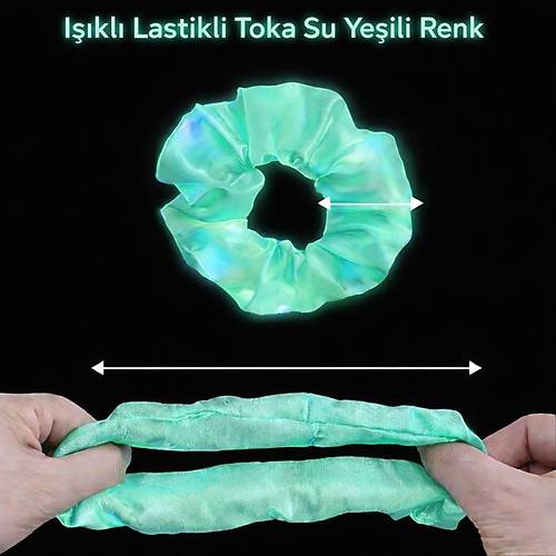 Mint Ye�ili Renk Led I��kl� Lastikli Sa� Tokas� - 3 Modlu Festival & Parti Sa� Tokas�