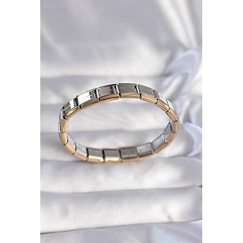 316L �elik �ift Renk Yaz�l� Nomination Bileklik