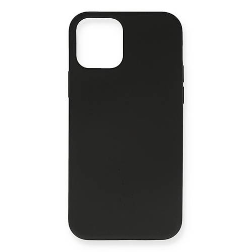 iPhone 12 K�l�f Nano i�i Kadife Silikon- Siyah