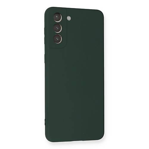 Galaxy S21 Plus K�l�f Nano i�i Kadife Silikon - Koyu Ye�il