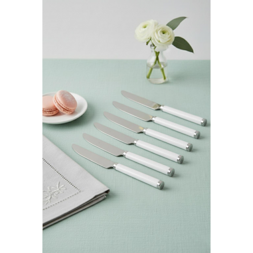6�l� Paslanmaz �elik Yemek B��a�� Seti Beyaz Sapl� 15 cm