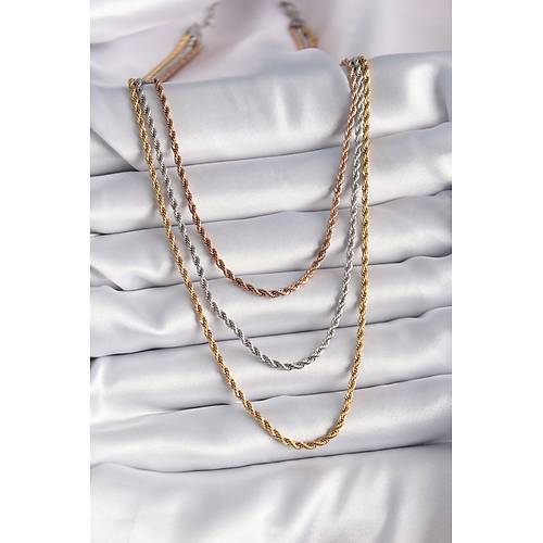 316L �elik Mix Renk Burgu Zincir Model Kad�n Kolye