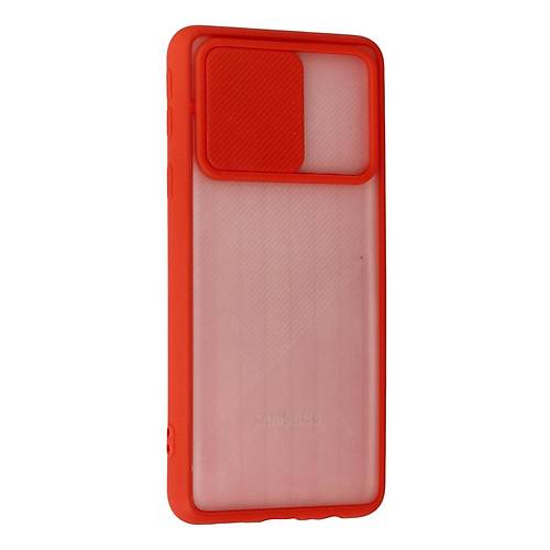 Galaxy A01 Core K�l�f Palm Buzlu Kamera S�rg�l� Silikon - K�rm�z�