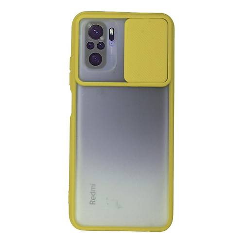 Redmi Note 10 K�l�f Palm Buzlu Kamera S�rg�l� Silikon - Sar�