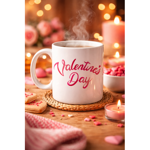 Valentine�s Day Porselen Kupa Model 3 � A�k Temal� �zel Tasar�m Kahve & �ay Kupas� , Sevgililer G�n� Hediyesi