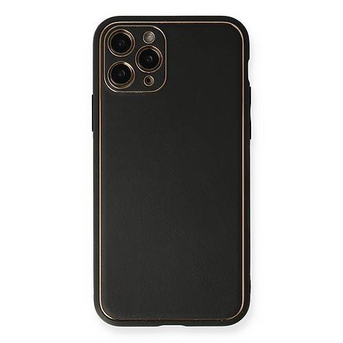 iPhone 11 Pro Max K�l�f Coco Deri Silikon Kapak - Siyah