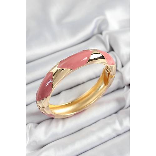 Pirin� Pembe Mineli Baklava Model Gold Renk Kad�n Kelep�e