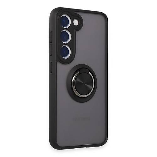 Galaxy S23 K�l�f Montreal Y�z�kl� Silikon Kapak - Siyah